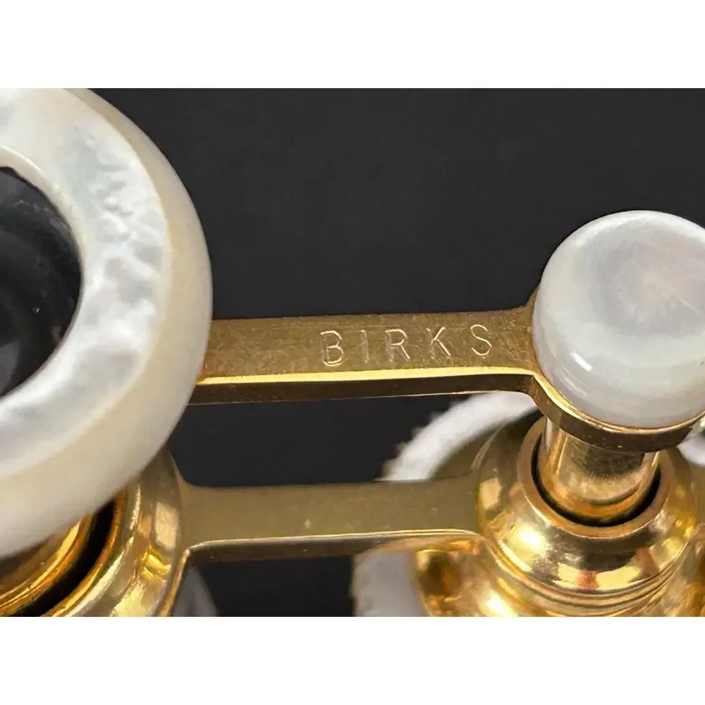 Vintage 1950s Birks of Canada Brass Opera Glasses with Mother-Of-Pearl Inlay MCM